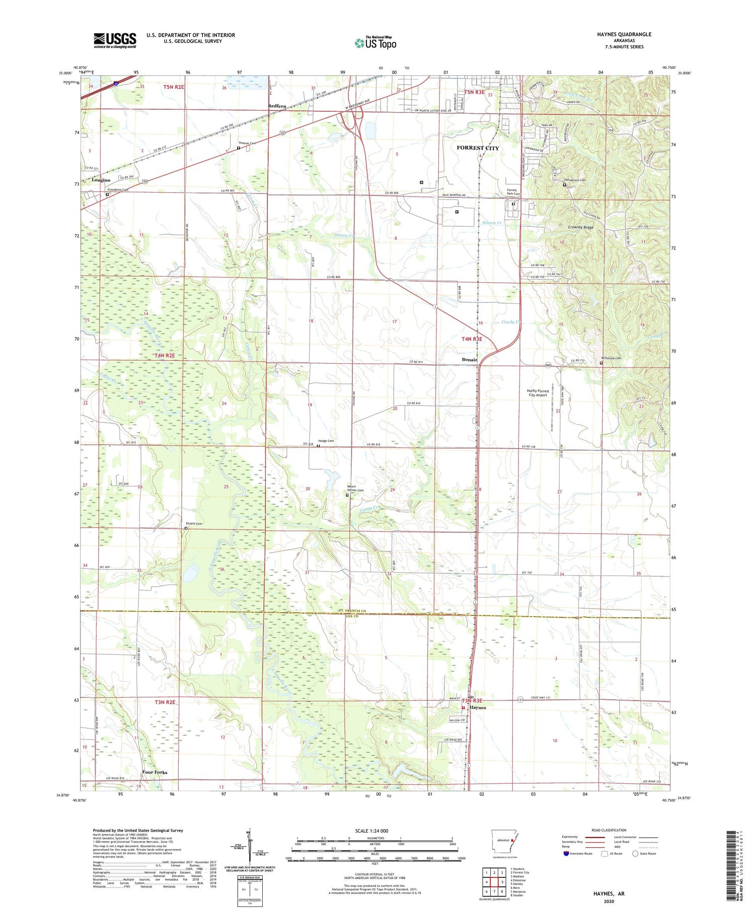 Haynes Arkansas US Topo Map Image