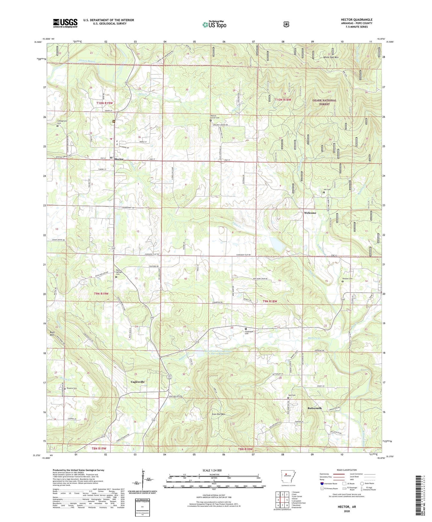 Hector Arkansas US Topo Map Image