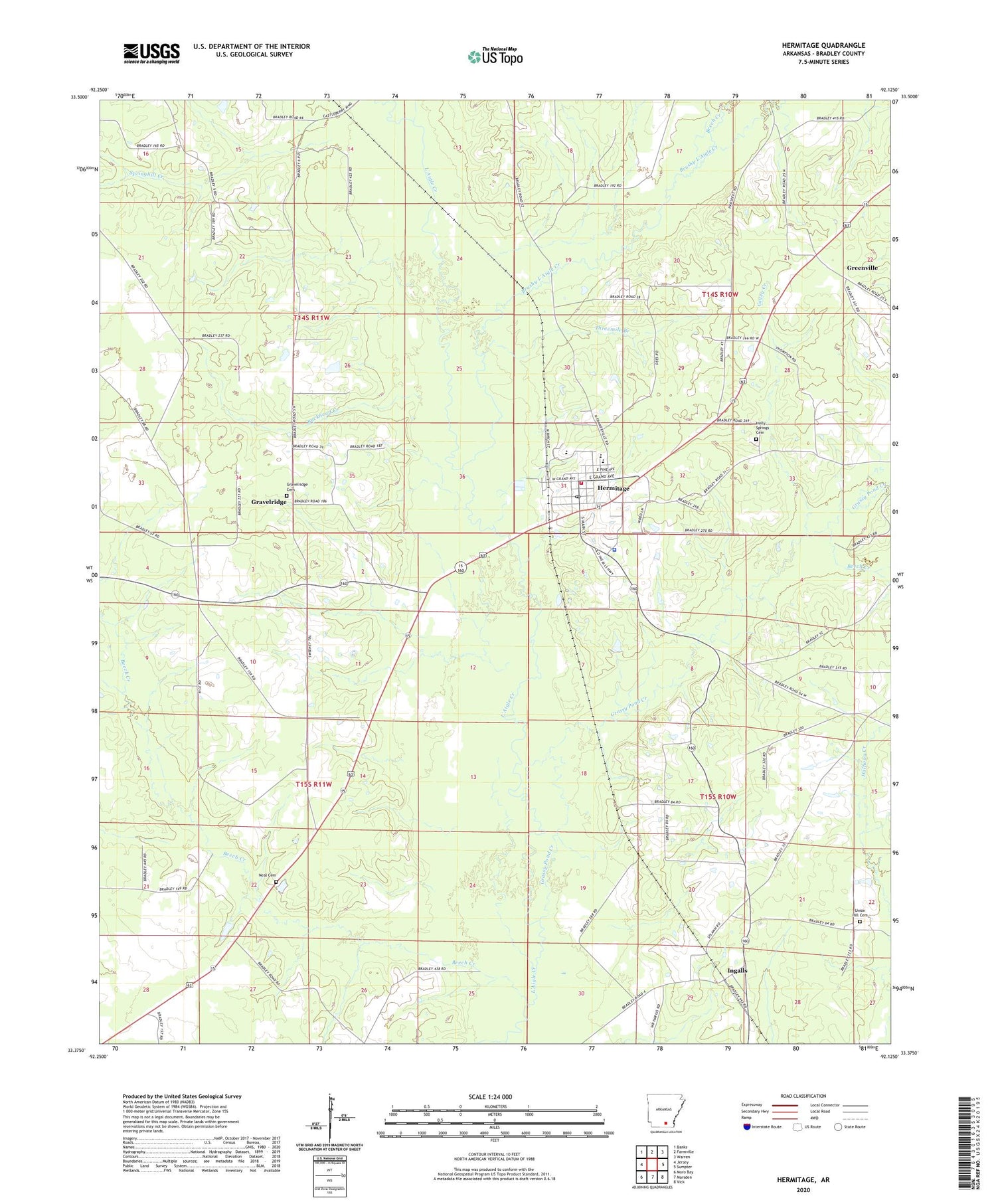 Hermitage Arkansas US Topo Map Image