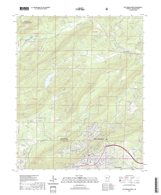 Hot Springs North Arkansas US Topo Map Image