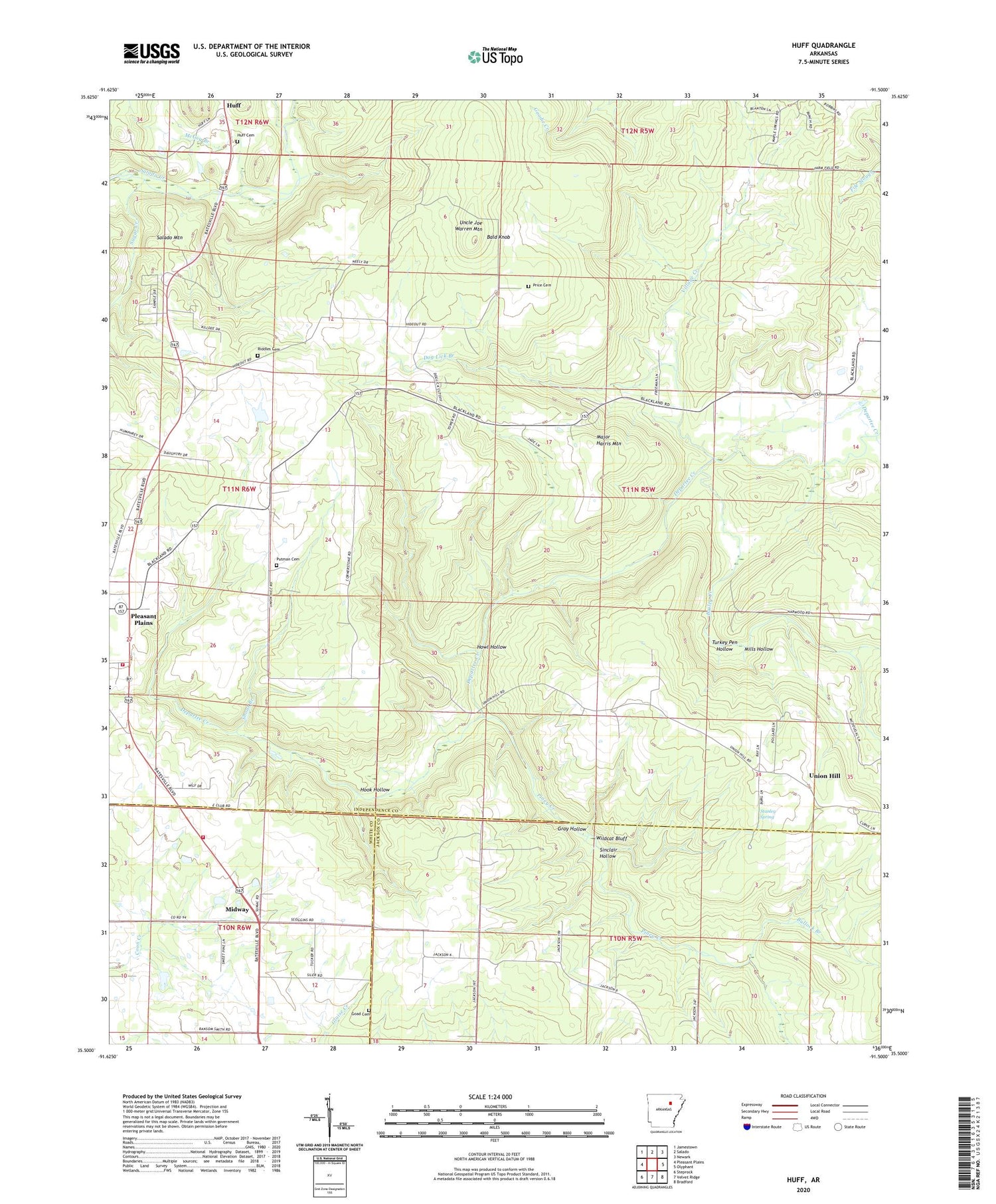Huff Arkansas US Topo Map Image