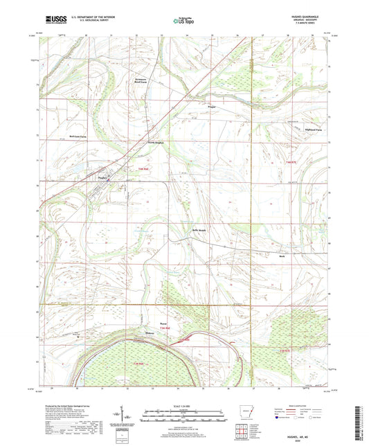 Hughes Arkansas US Topo Map Image