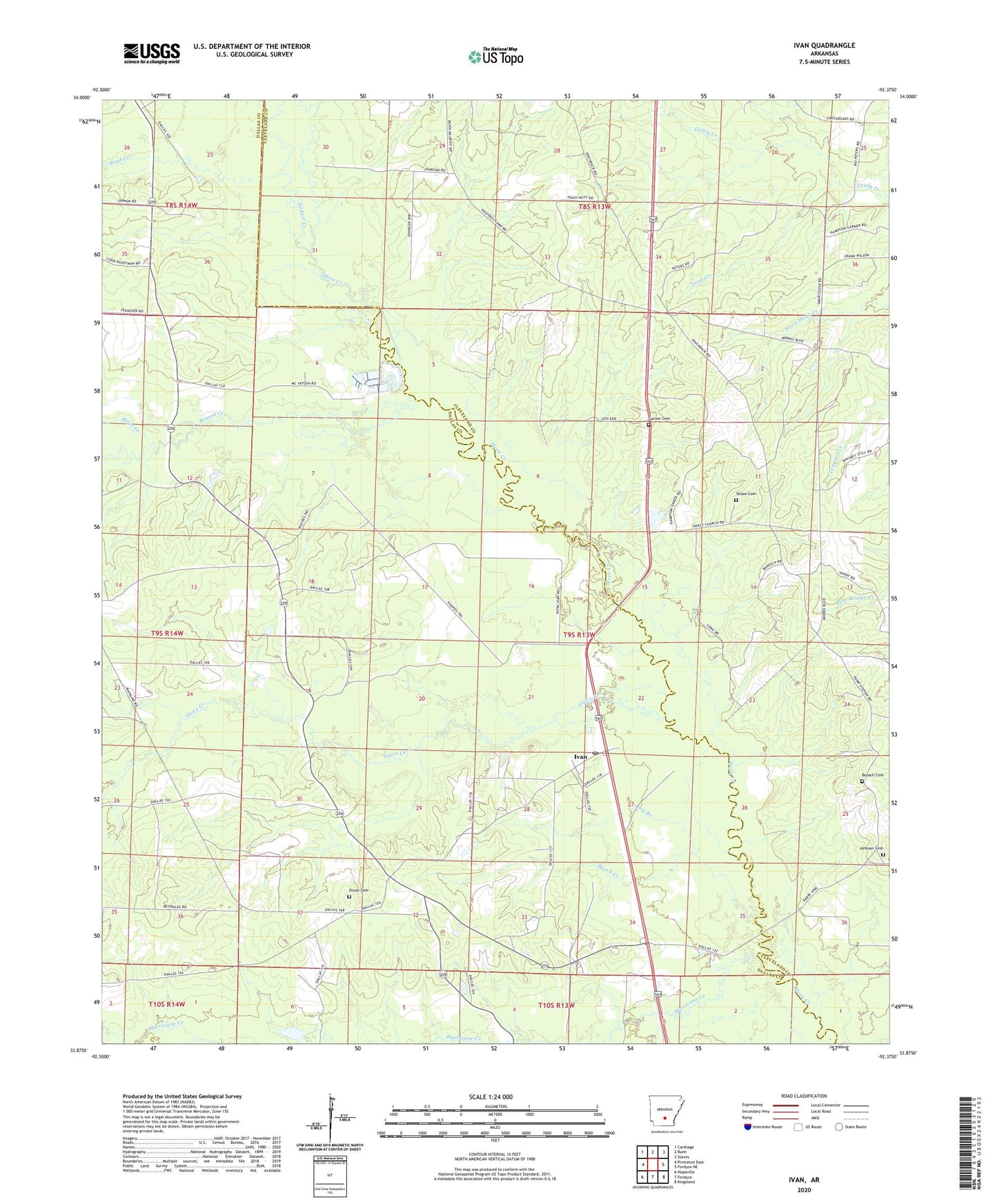 Ivan Arkansas US Topo Map Image