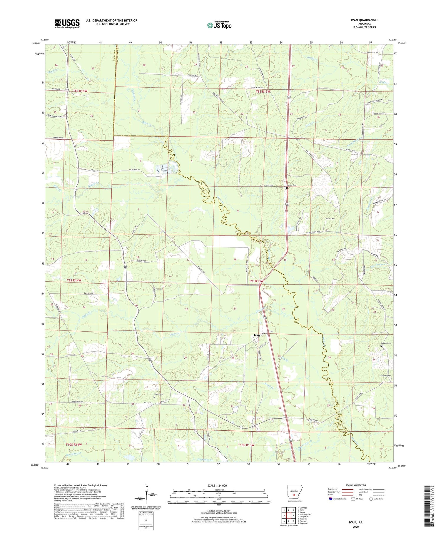 Ivan Arkansas US Topo Map Image