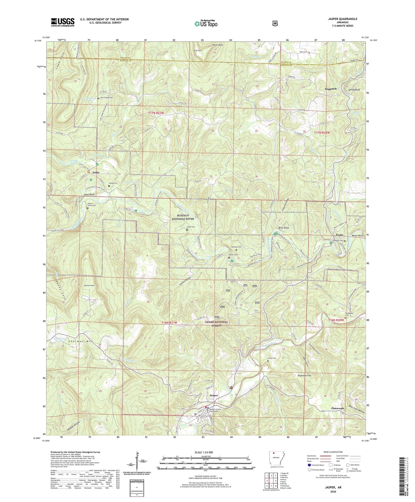 Jasper Arkansas US Topo Map Image