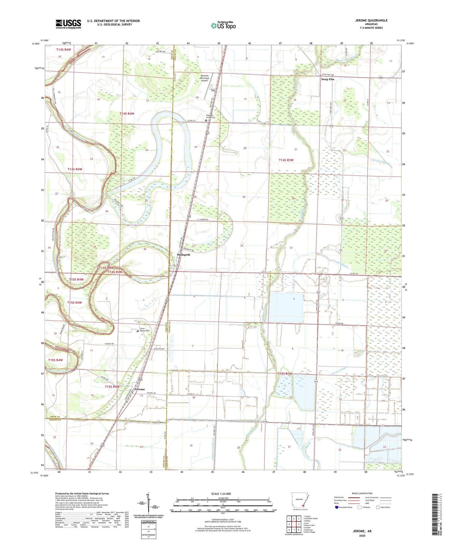 Jerome Arkansas US Topo Map Image