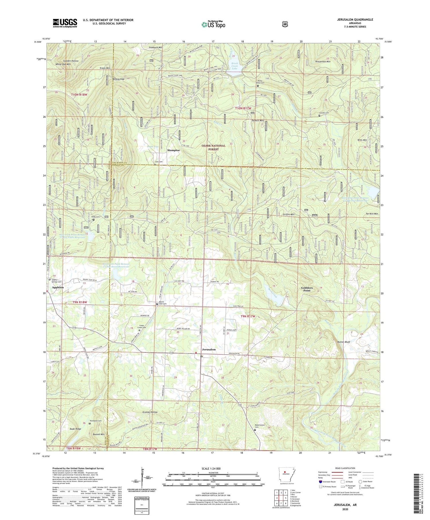 Jerusalem Arkansas US Topo Map Image
