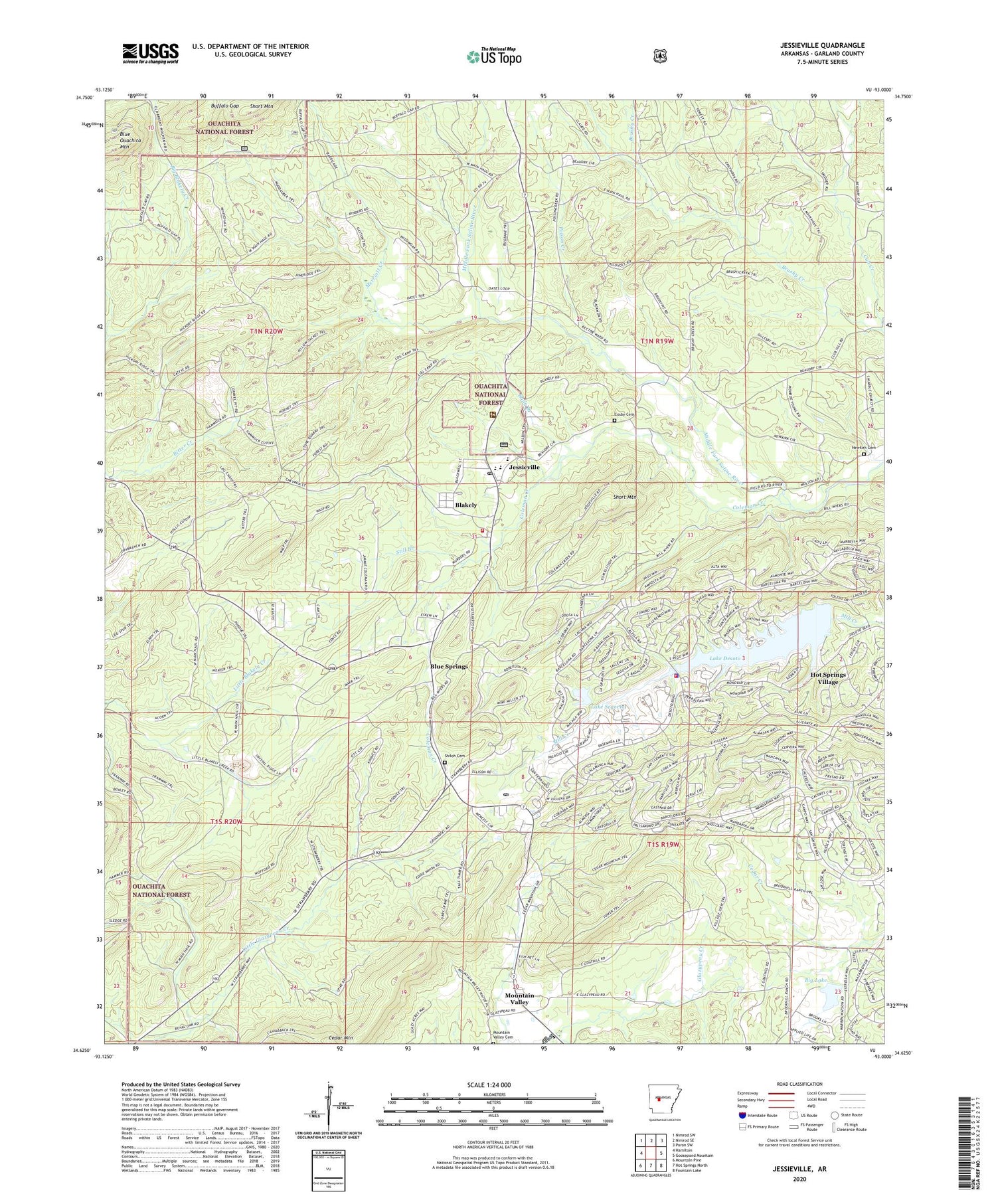 Jessieville Arkansas US Topo Map Image