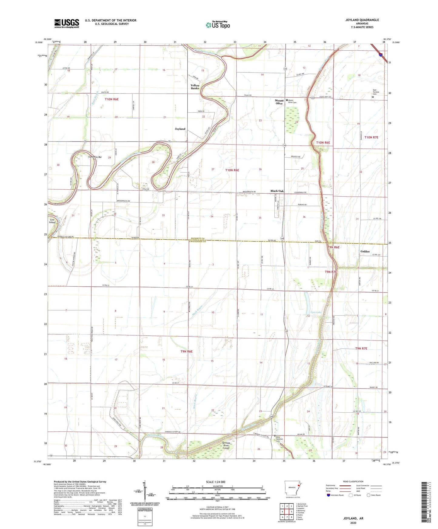 Joyland Arkansas US Topo Map Image