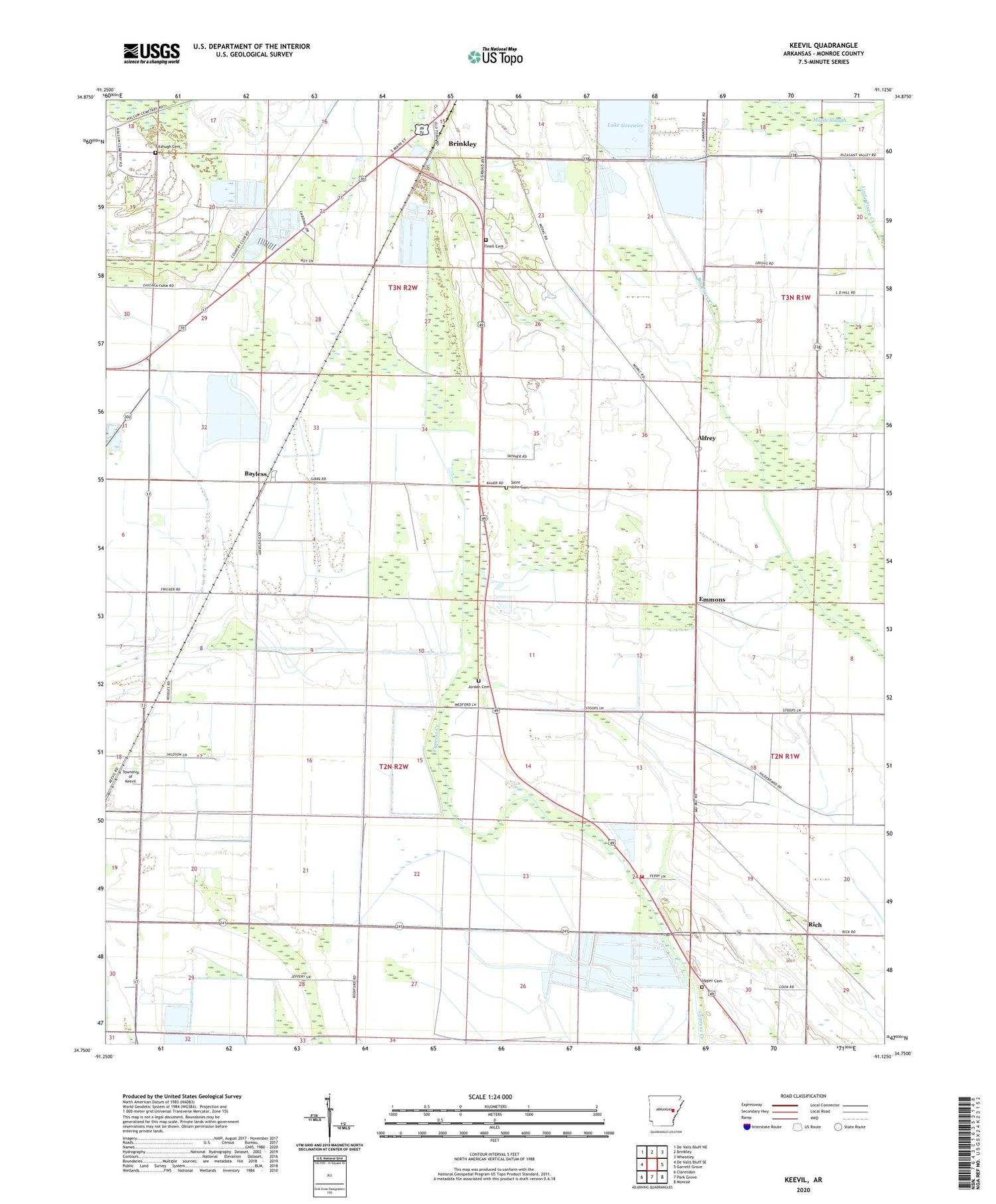 Keevil Arkansas US Topo Map Image