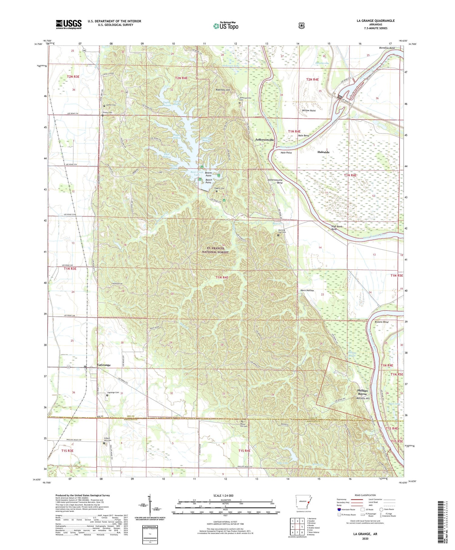 La Grange Arkansas US Topo Map Image