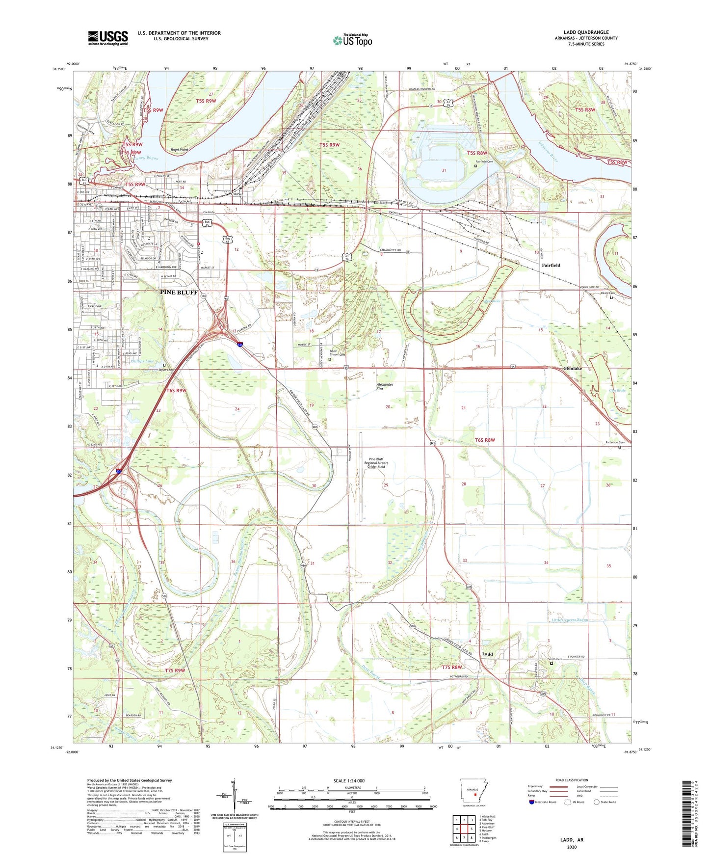 Ladd Arkansas US Topo Map Image