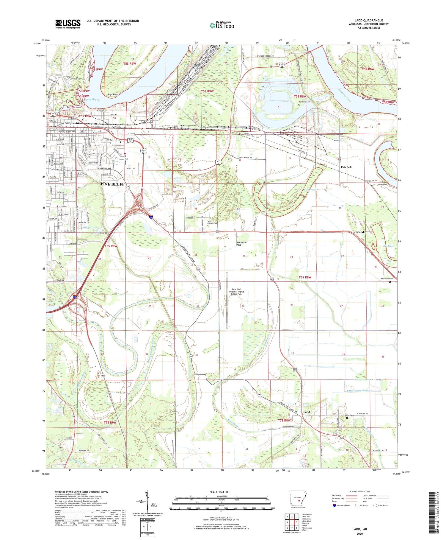 Ladd Arkansas US Topo Map Image