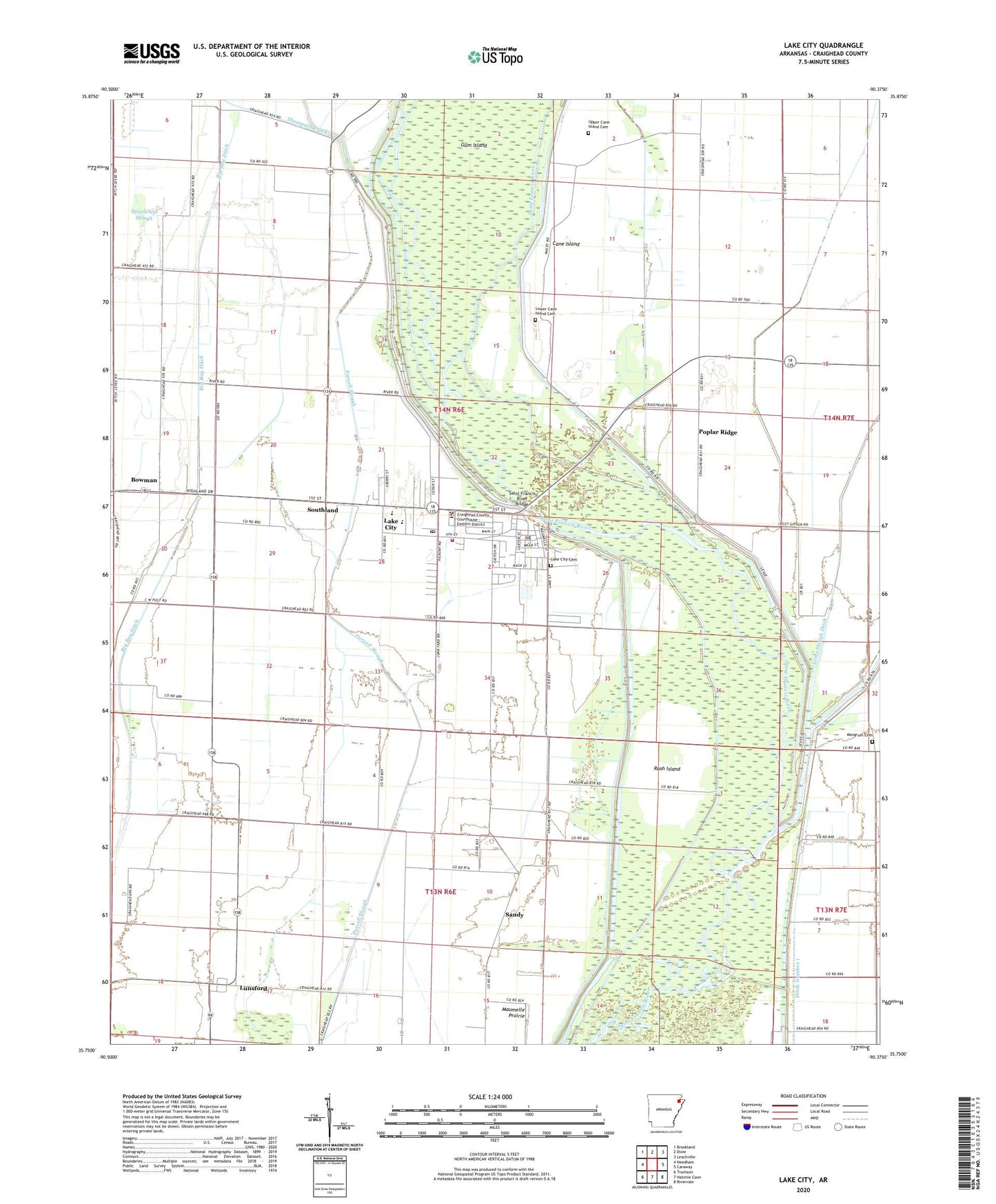 Lake City Arkansas US Topo Map Image