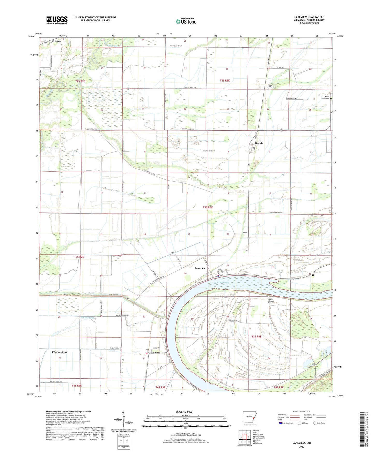 Lakeview Arkansas US Topo Map Image