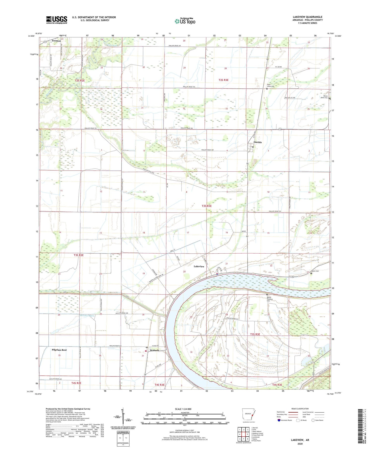 Lakeview Arkansas US Topo Map Image