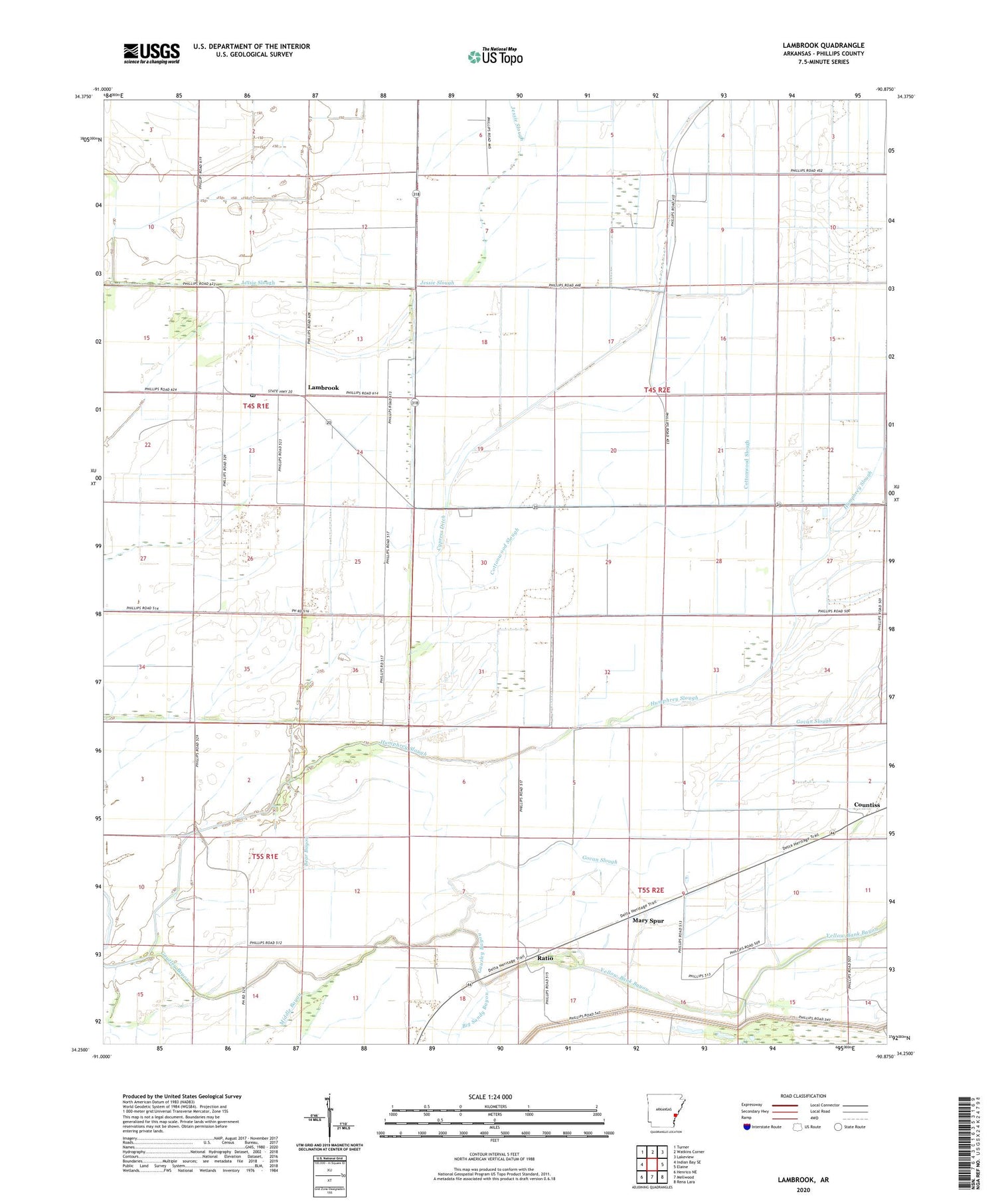Lambrook Arkansas US Topo Map Image