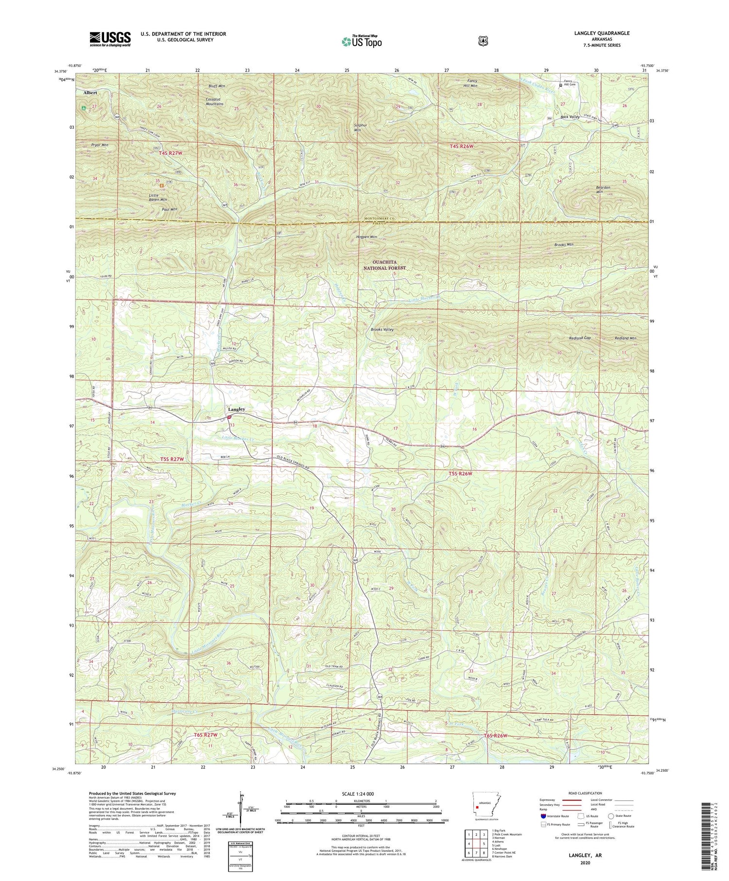 Langley Arkansas US Topo Map Image