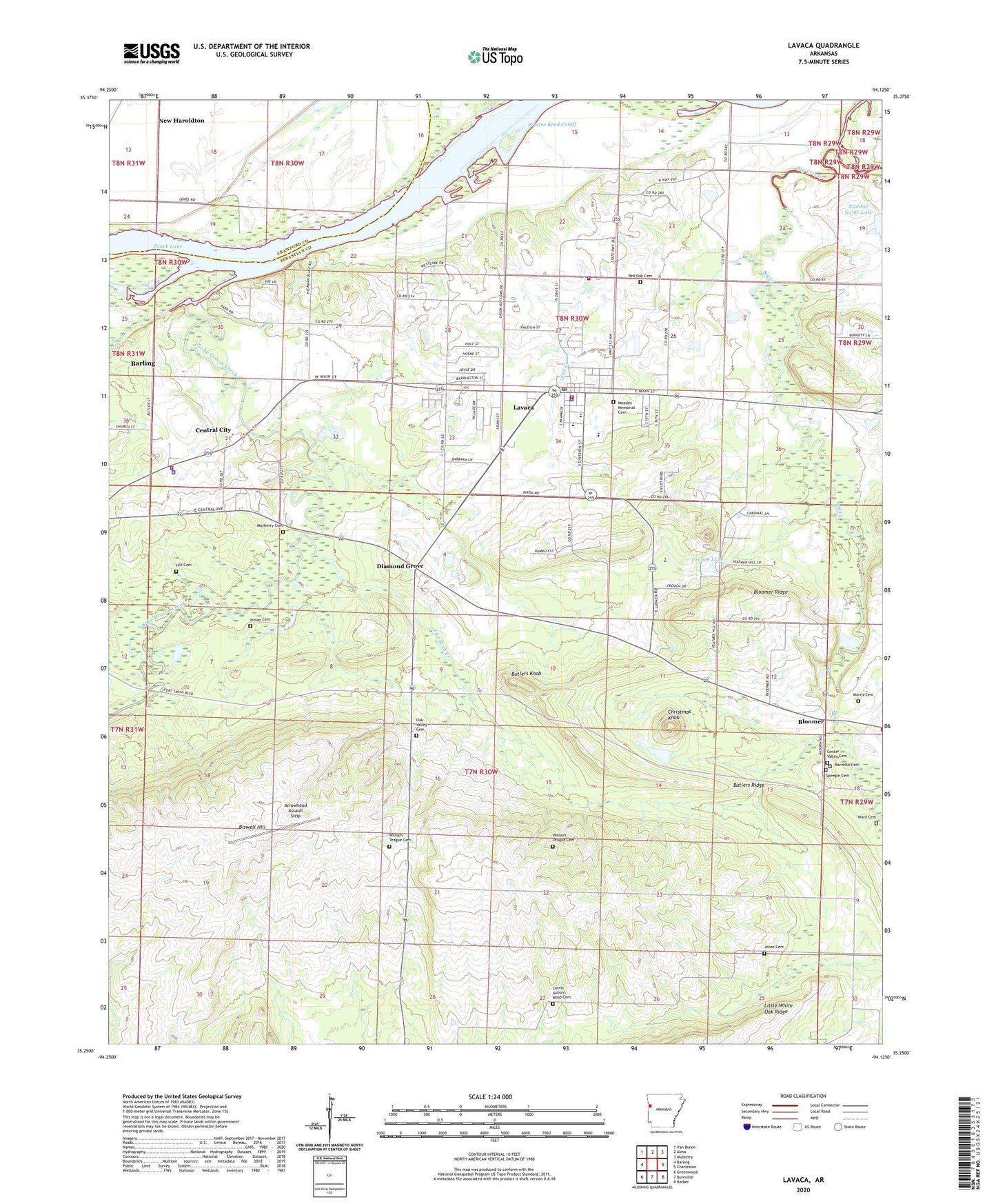 Lavaca Arkansas US Topo Map Image