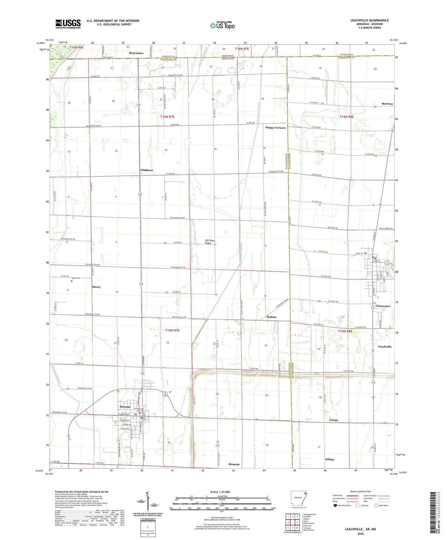 Leachville Arkansas US Topo Map Image
