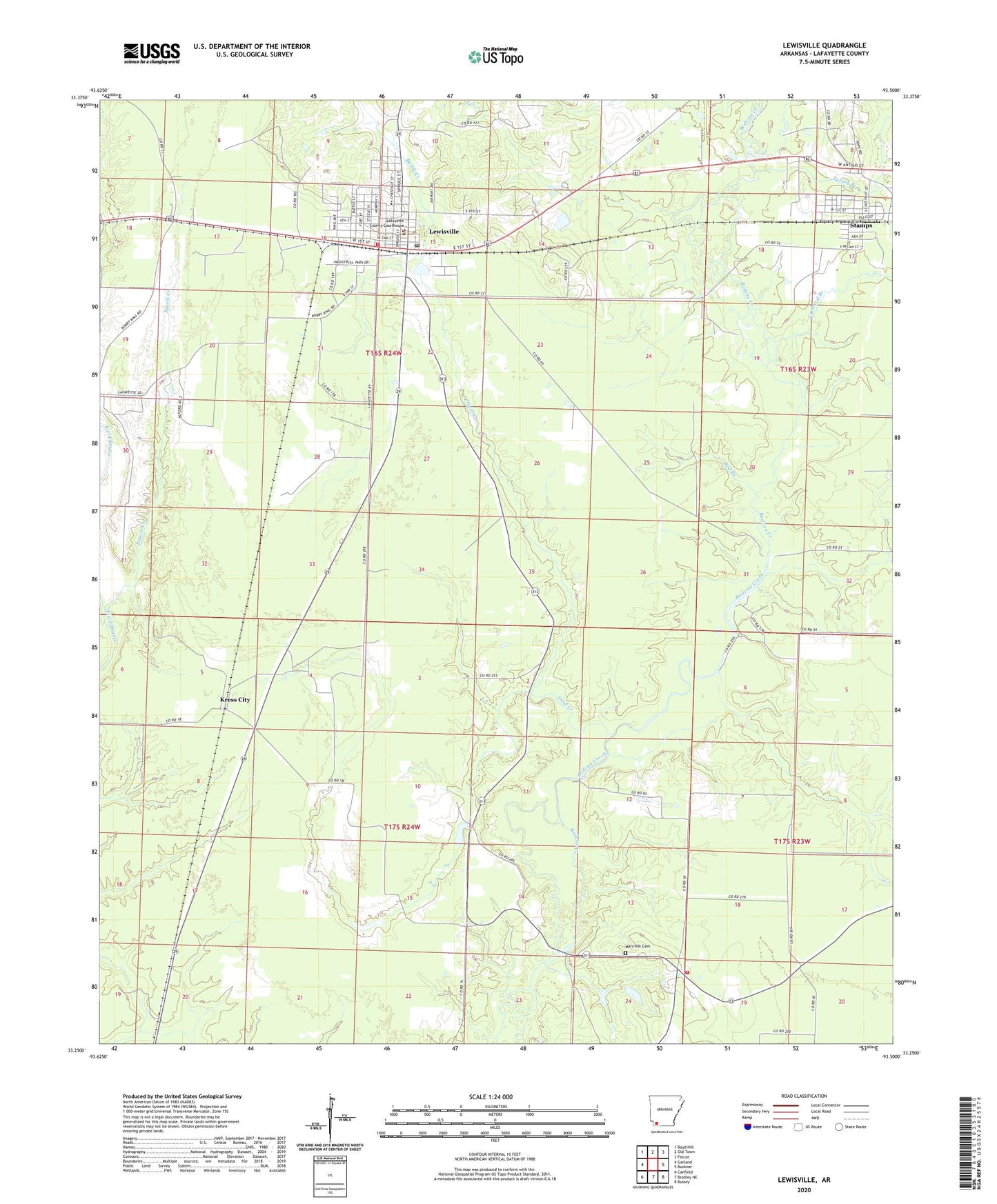 Lewisville Arkansas US Topo Map Image