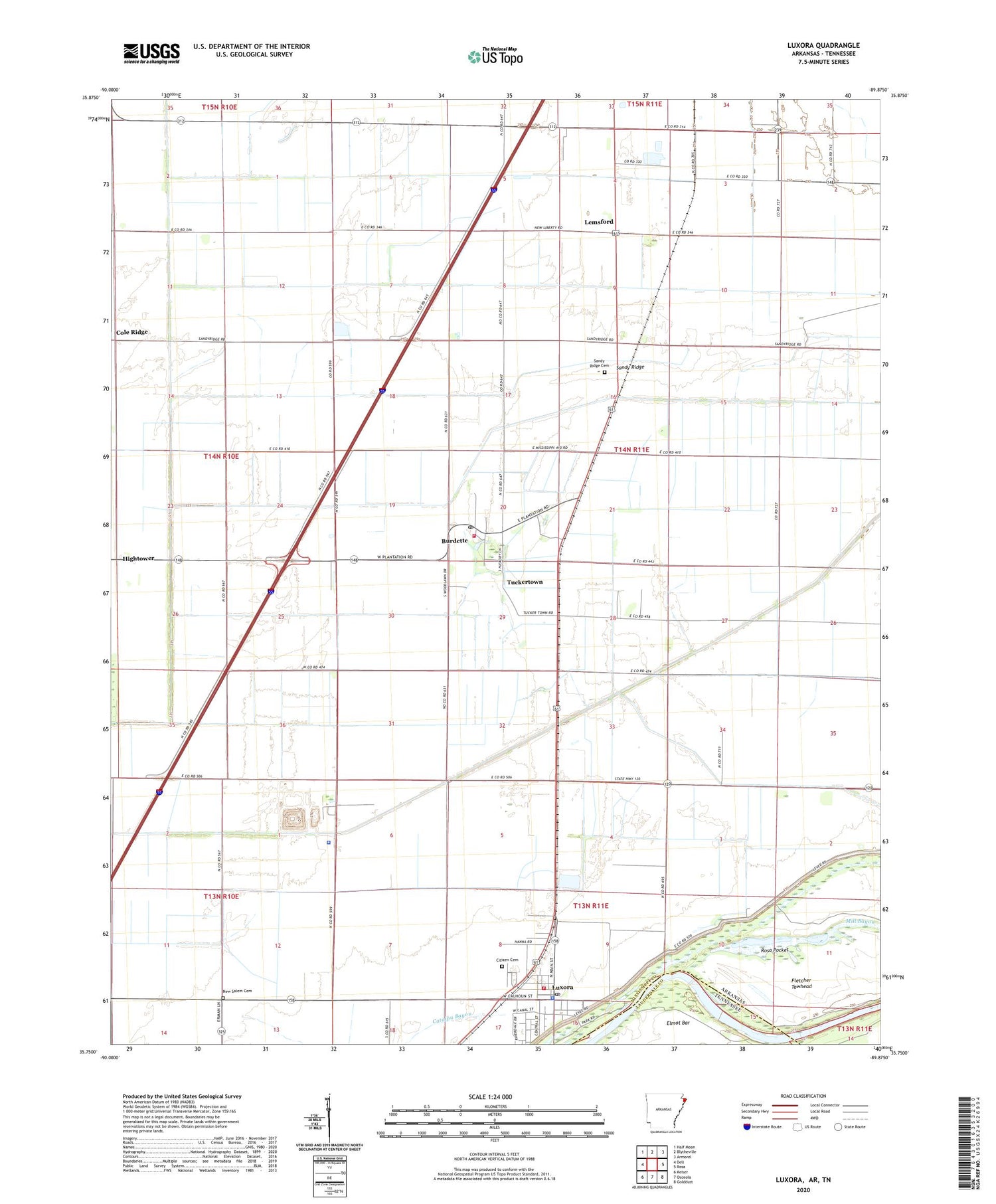 Luxora Arkansas US Topo Map Image