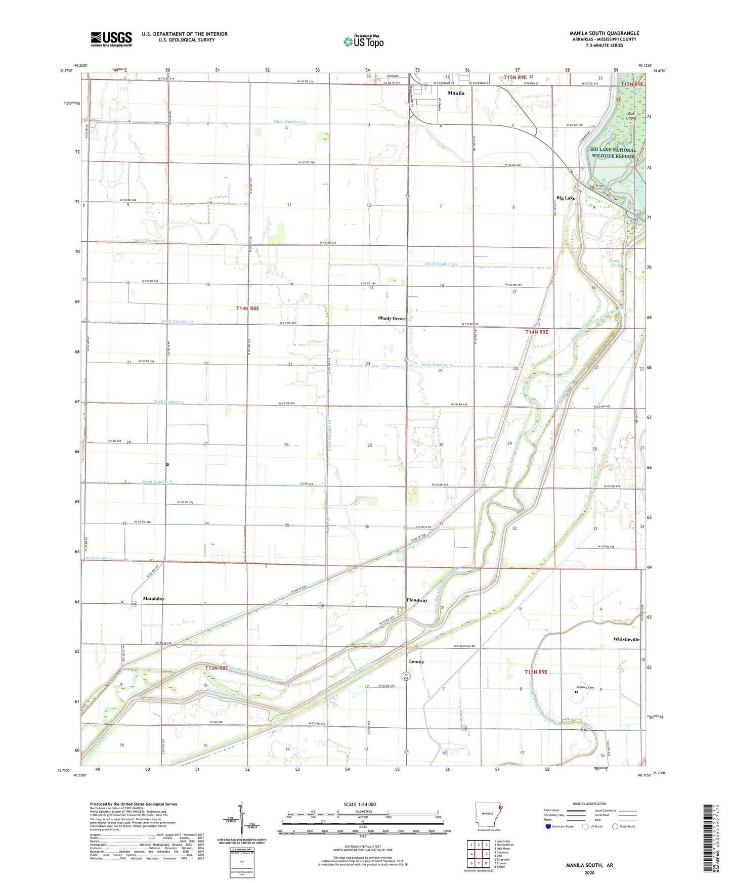 Manila South Arkansas US Topo Map Image