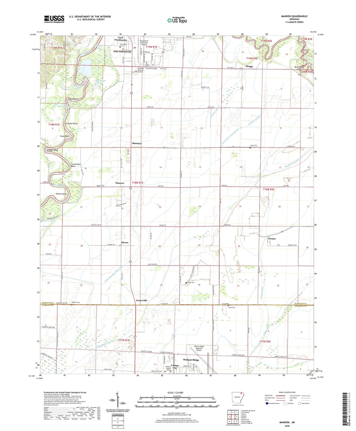 Manson Arkansas US Topo Map Image