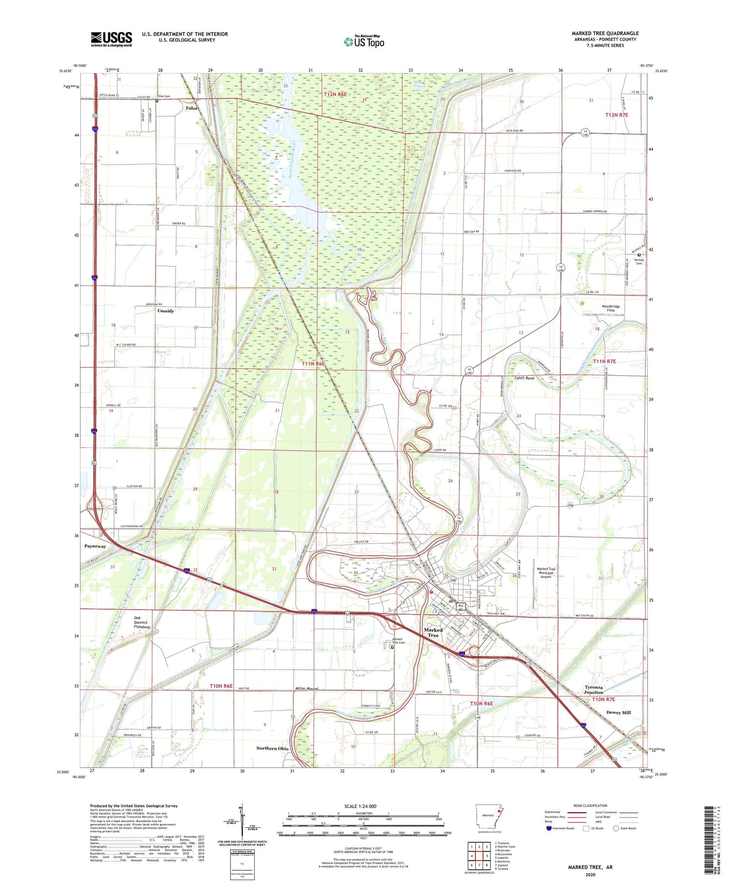 Marked Tree Arkansas US Topo Map Image