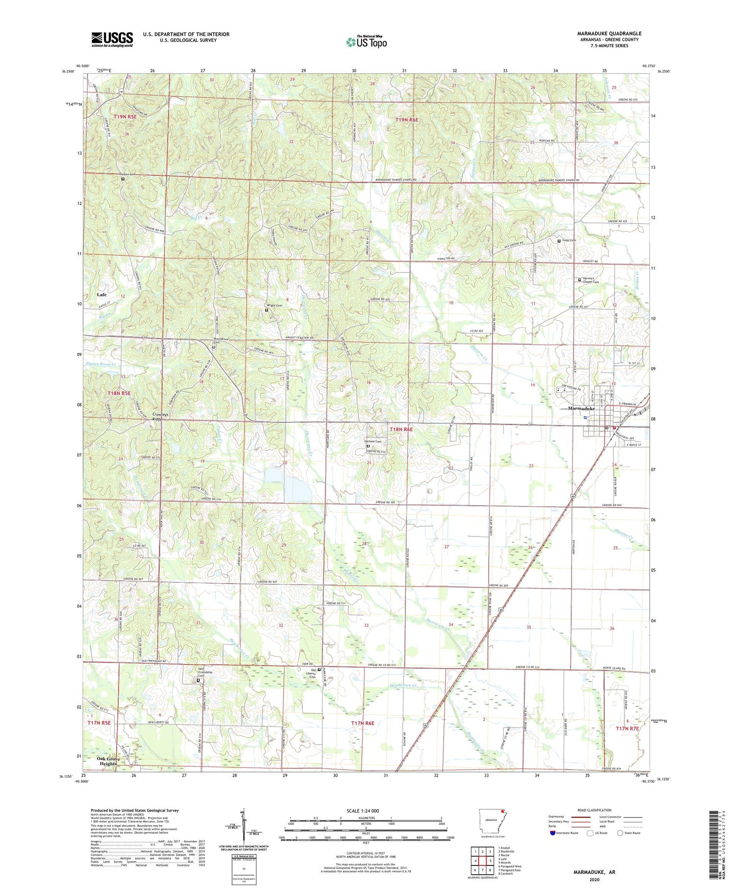 Marmaduke Arkansas US Topo Map Image