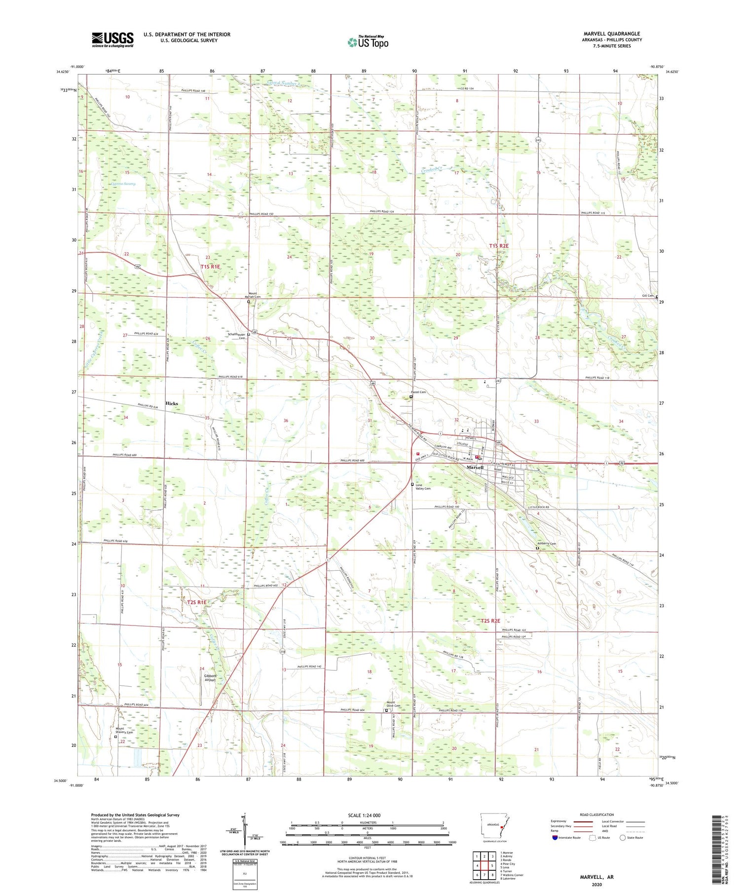 Marvell Arkansas US Topo Map Image
