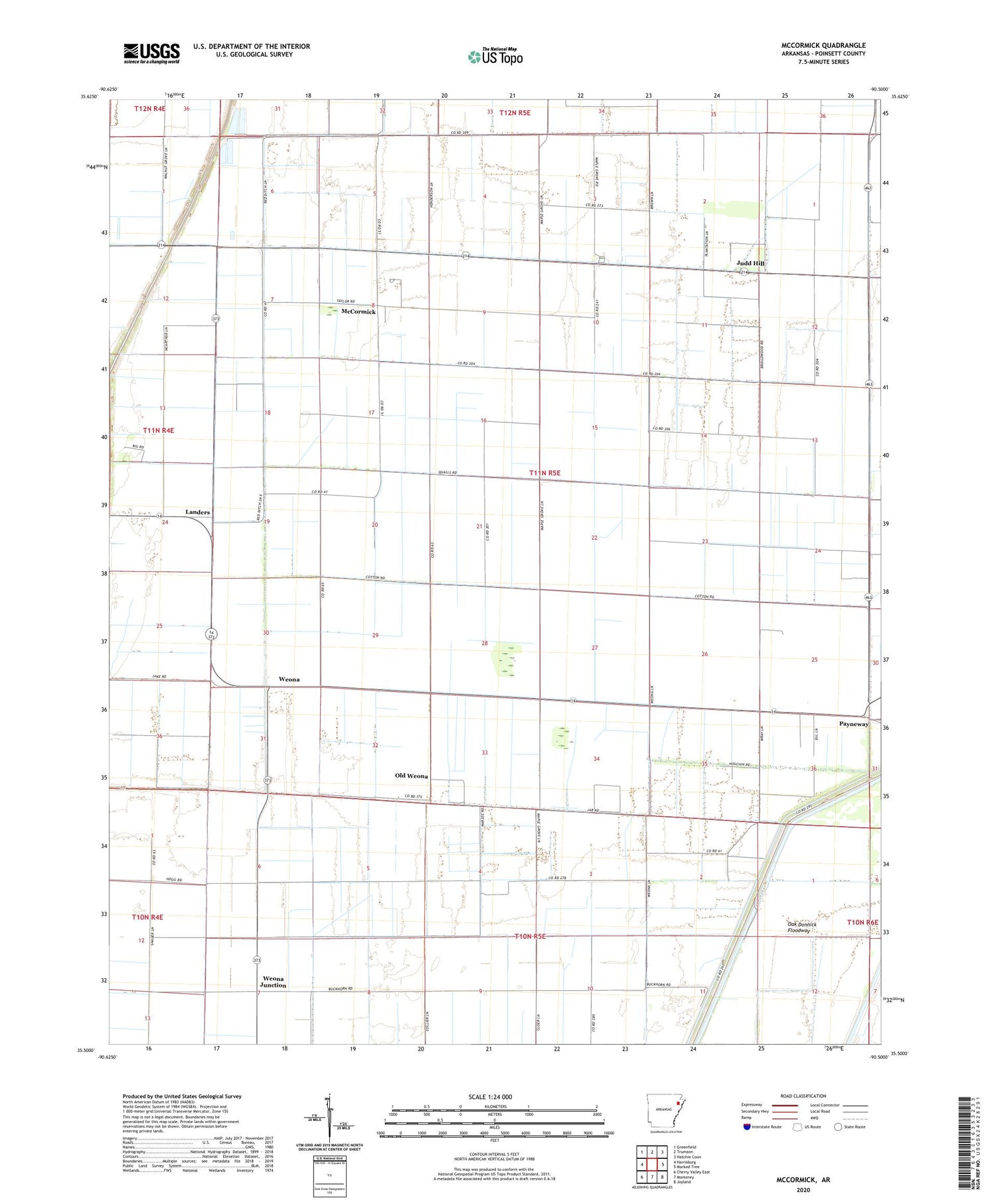 McCormick Arkansas US Topo Map Image