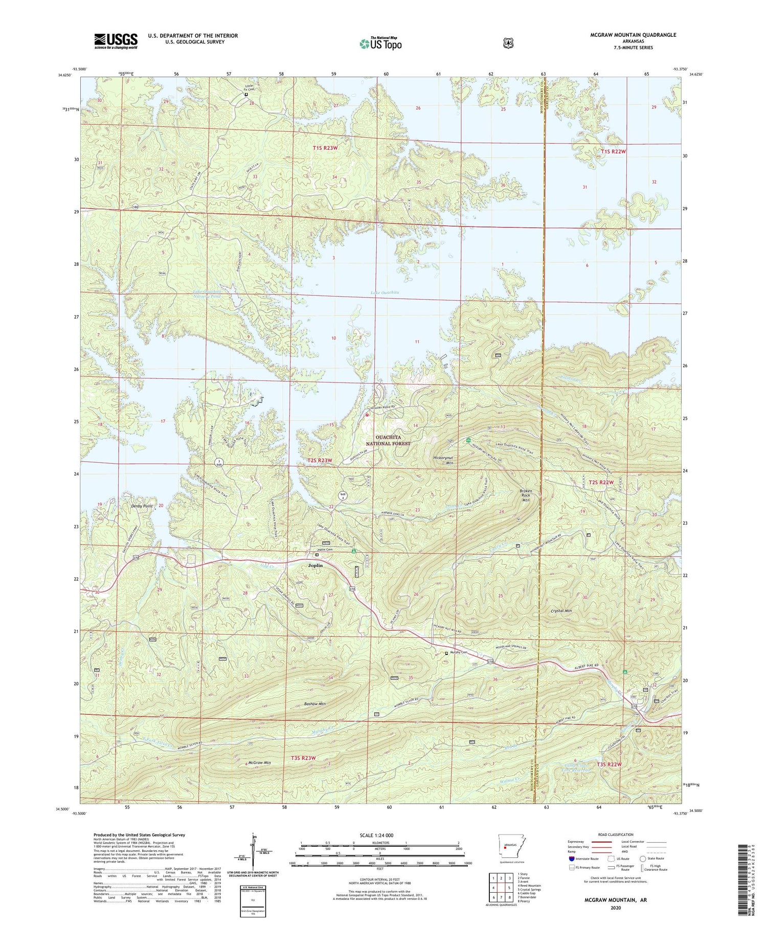McGraw Mountain Arkansas US Topo Map Image