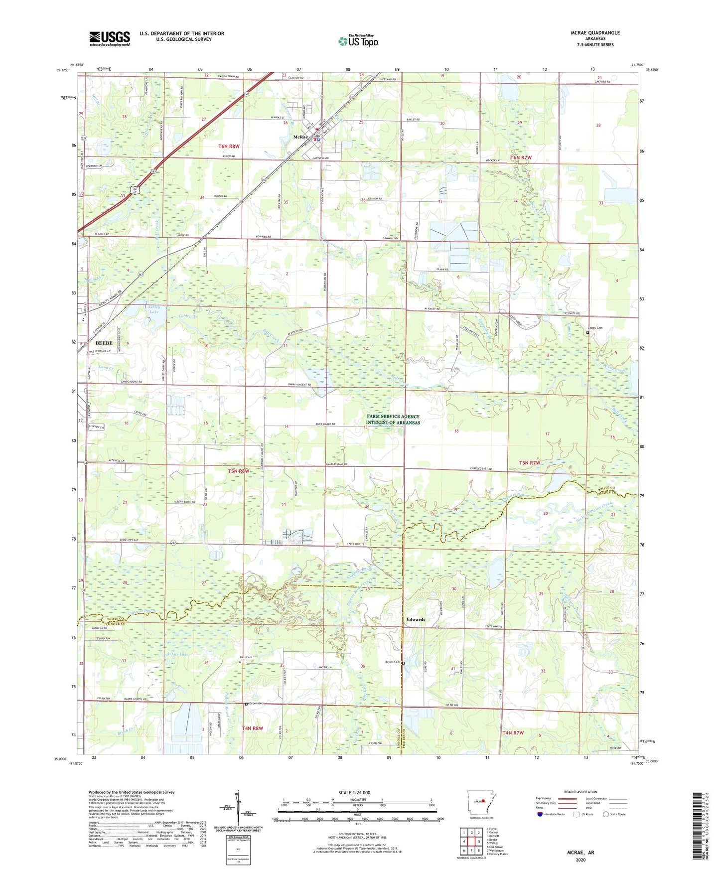 McRae Arkansas US Topo Map Image