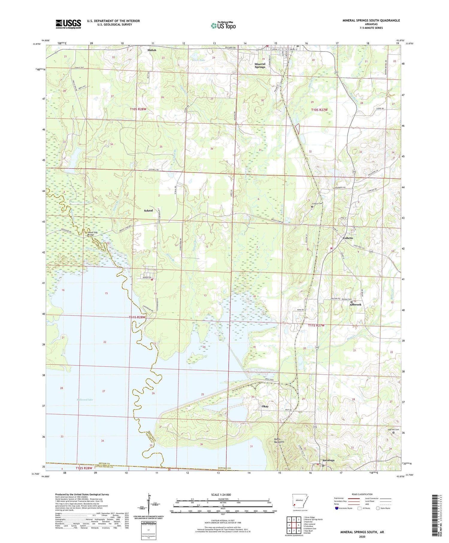 Mineral Springs South Arkansas US Topo Map Image