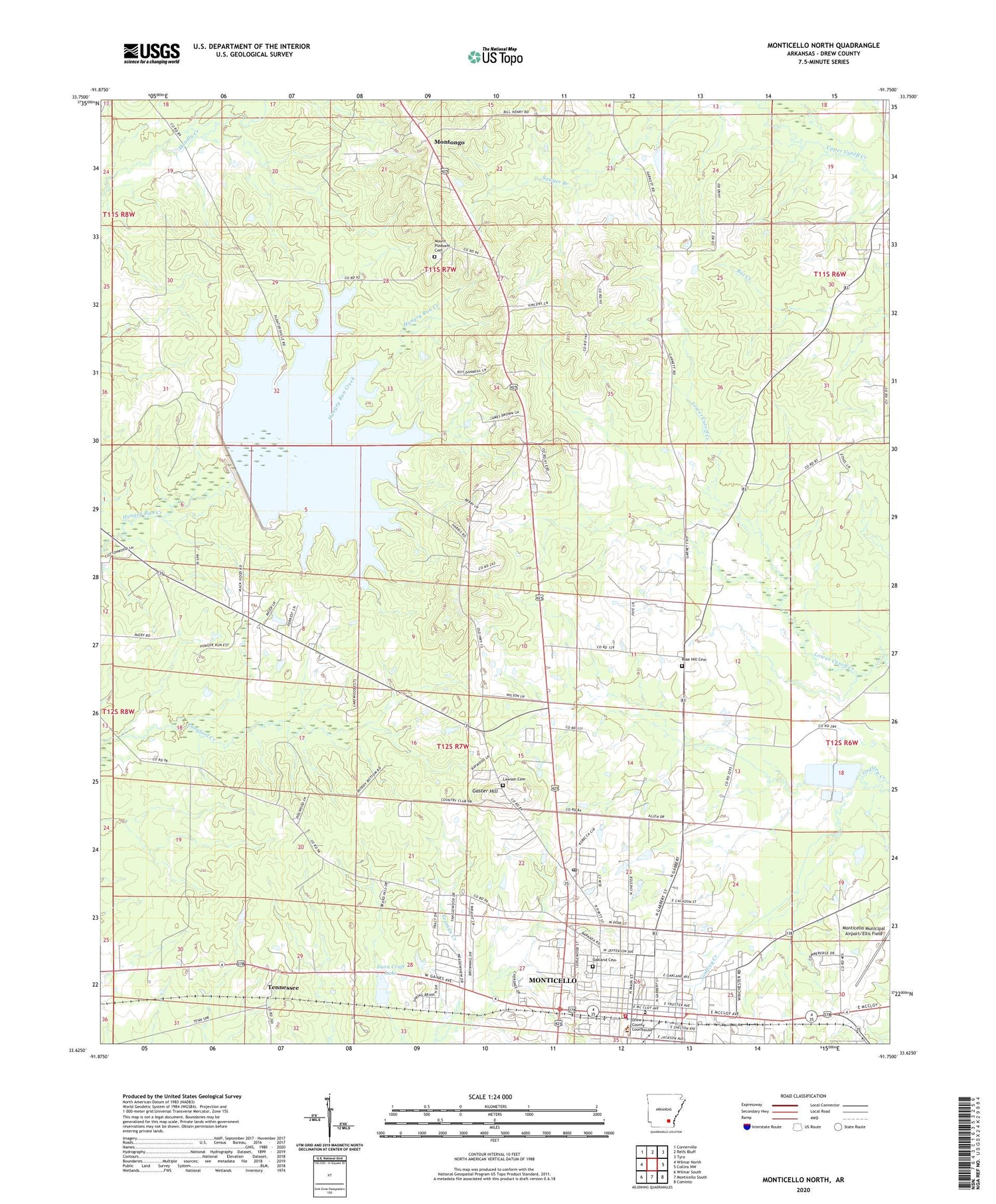 Monticello North Arkansas US Topo Map Image