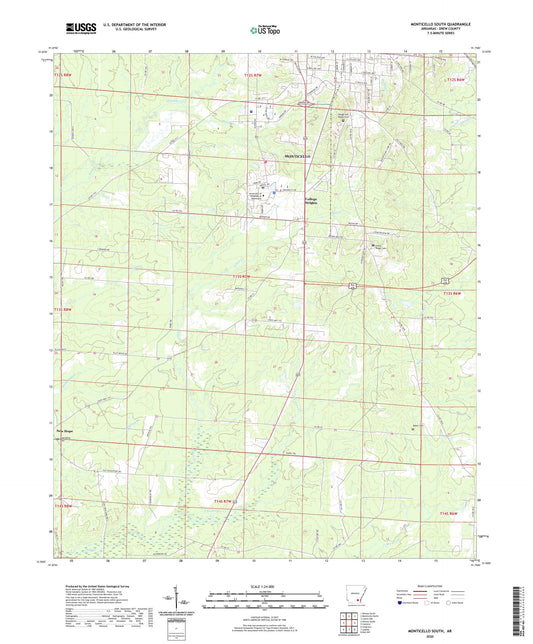 Monticello South Arkansas US Topo Map Image
