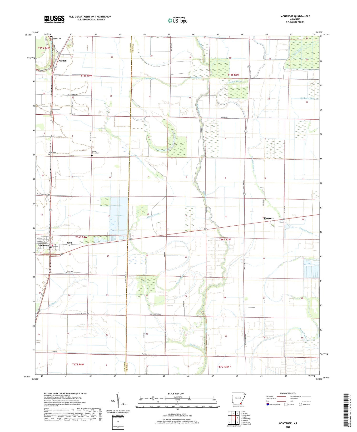 Montrose Arkansas US Topo Map Image