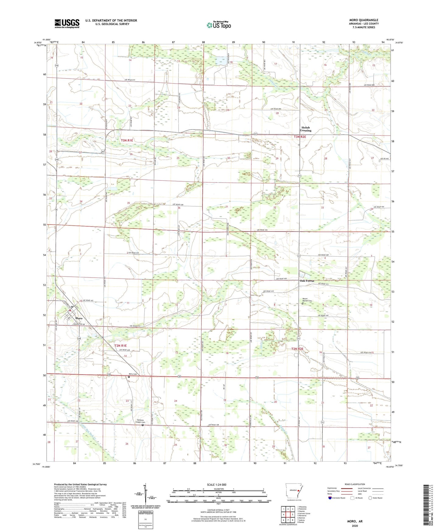 Moro Arkansas US Topo Map Image
