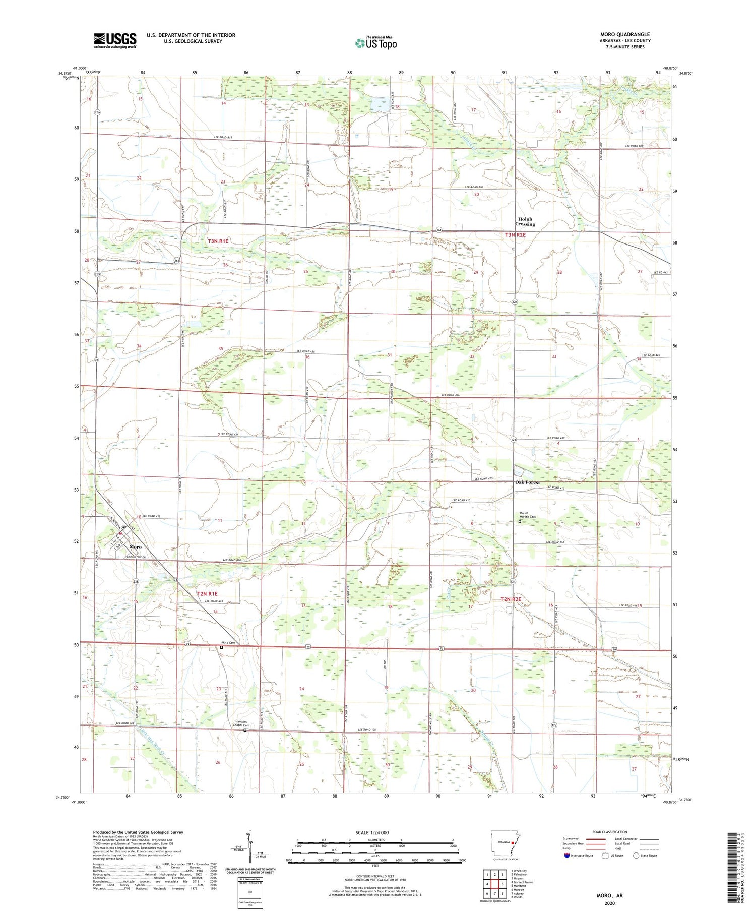 Moro Arkansas US Topo Map Image