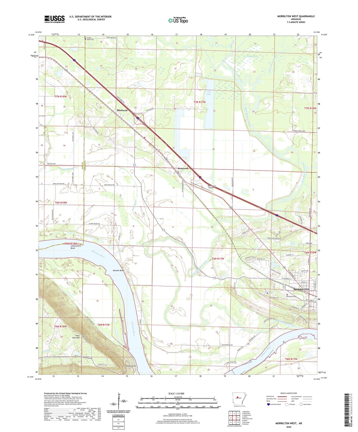 Morrilton West Arkansas US Topo Map Image