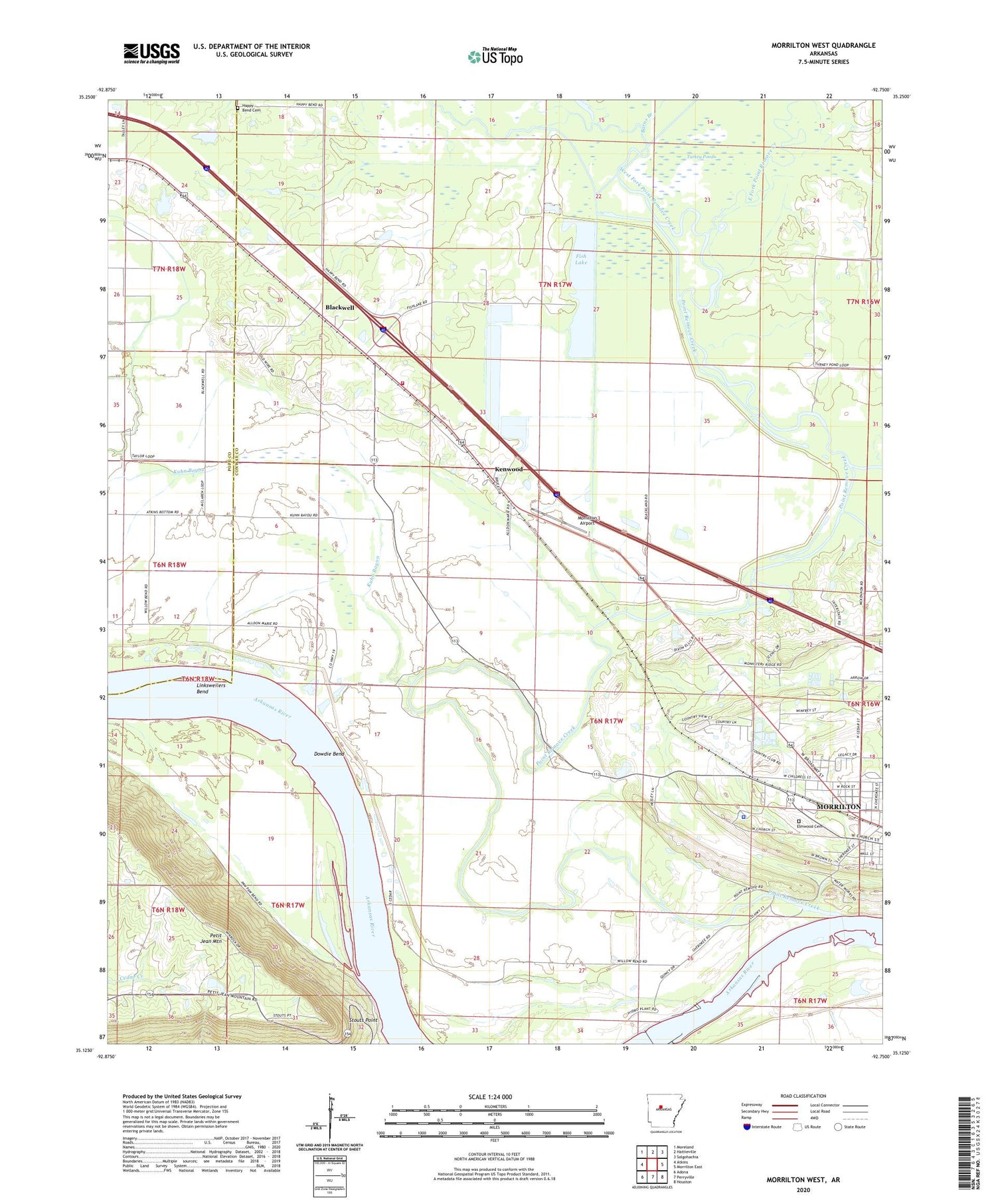 Morrilton West Arkansas US Topo Map Image