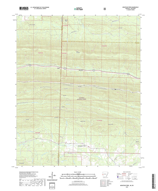 Mountain Fork Arkansas US Topo Map Image
