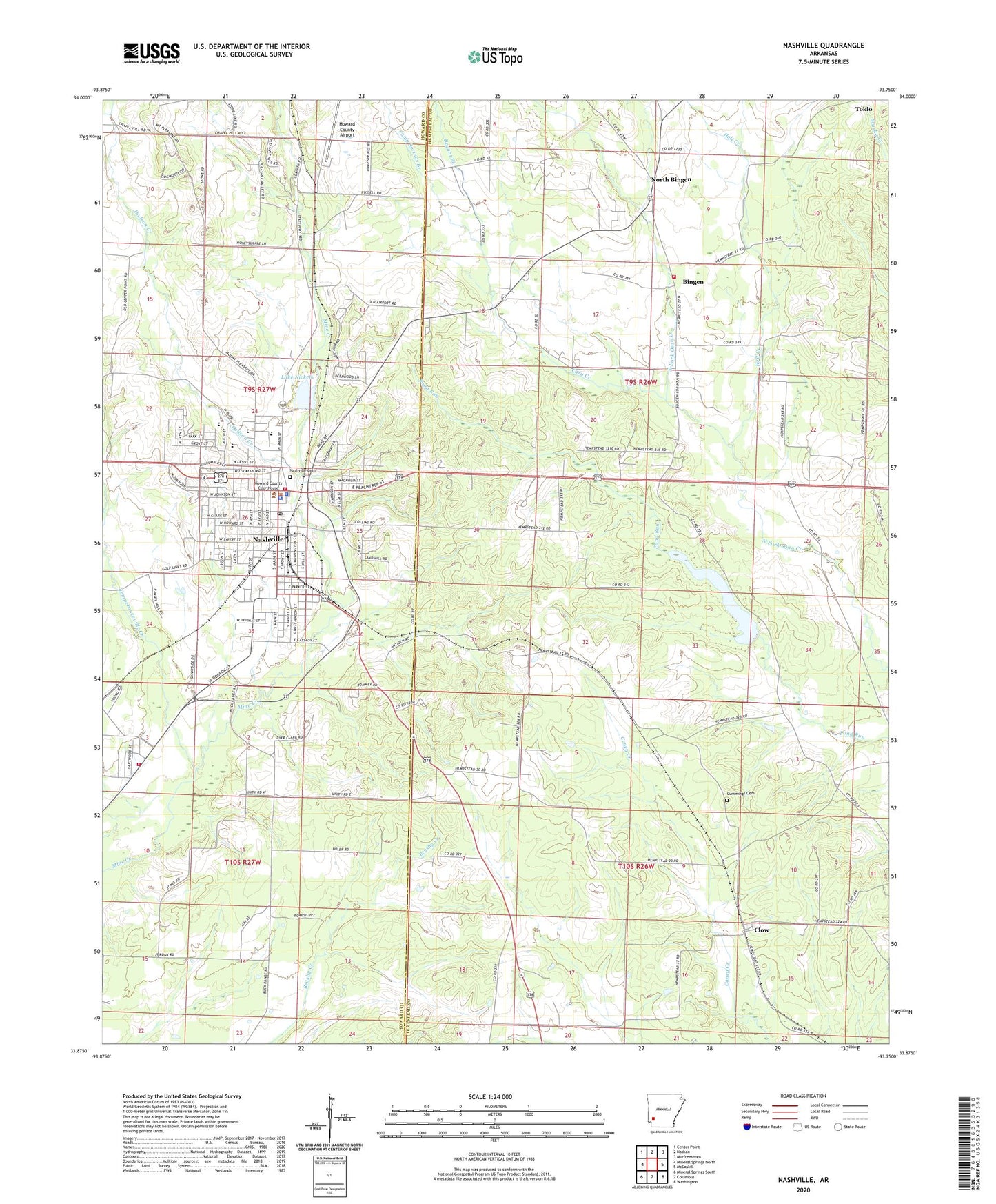 Nashville Arkansas US Topo Map Image