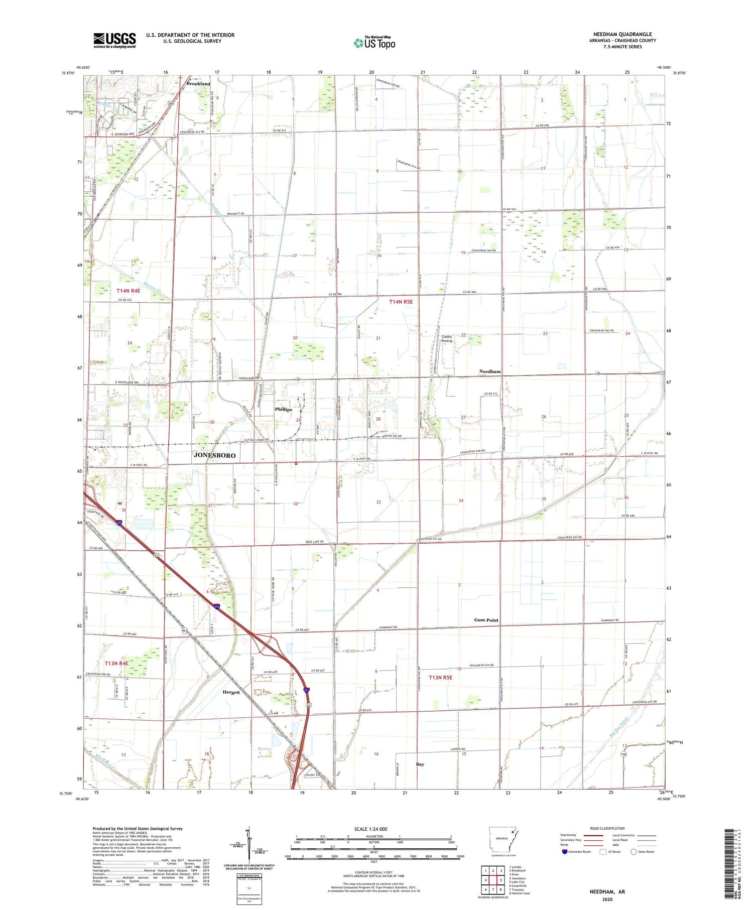 Needham Arkansas US Topo Map Image