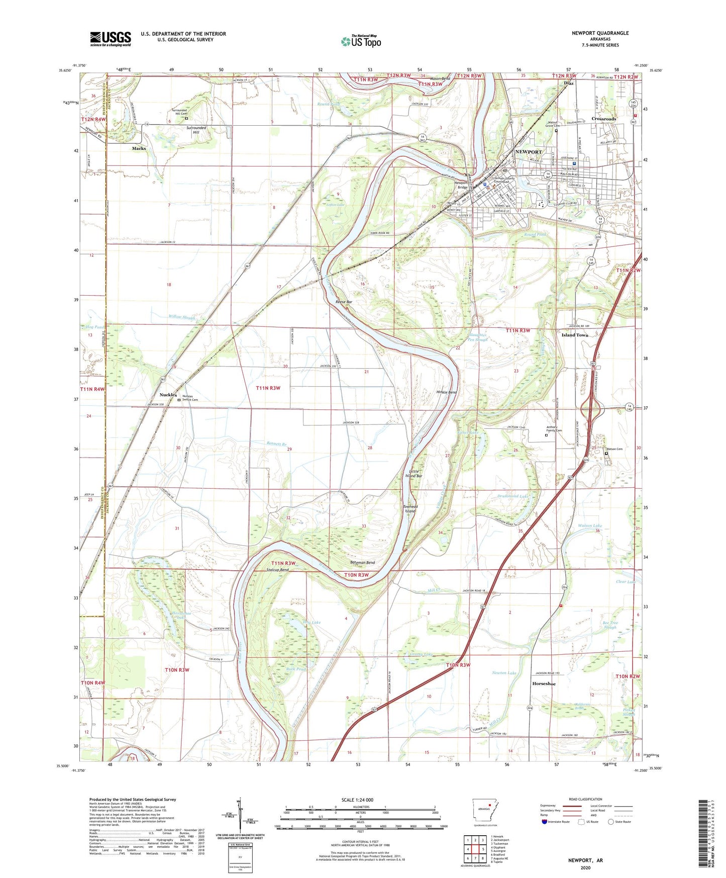 Newport Arkansas US Topo Map Image