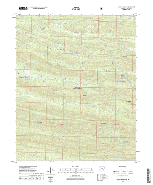 Nichols Mountain Arkansas US Topo Map Image