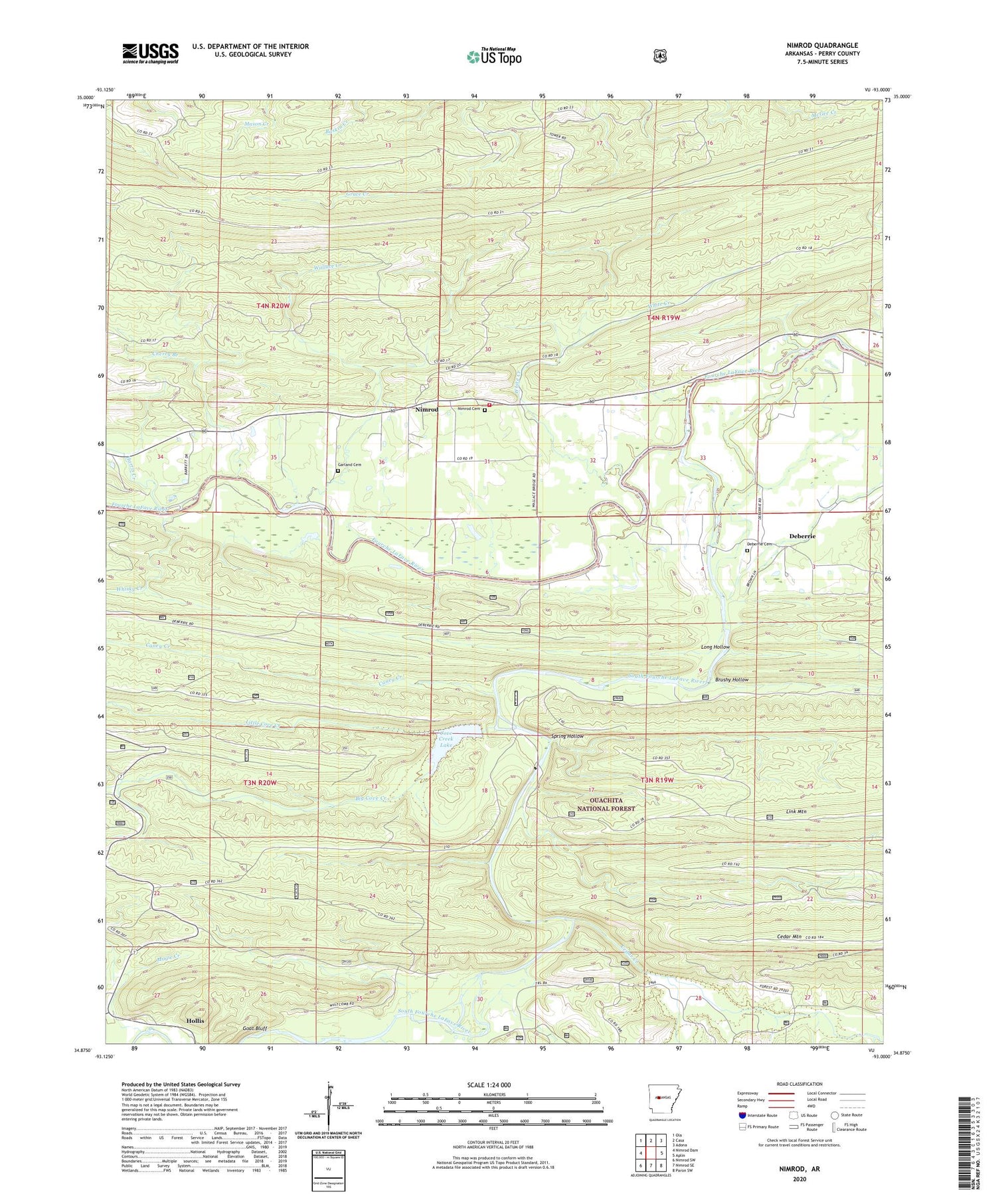 Nimrod Arkansas US Topo Map Image