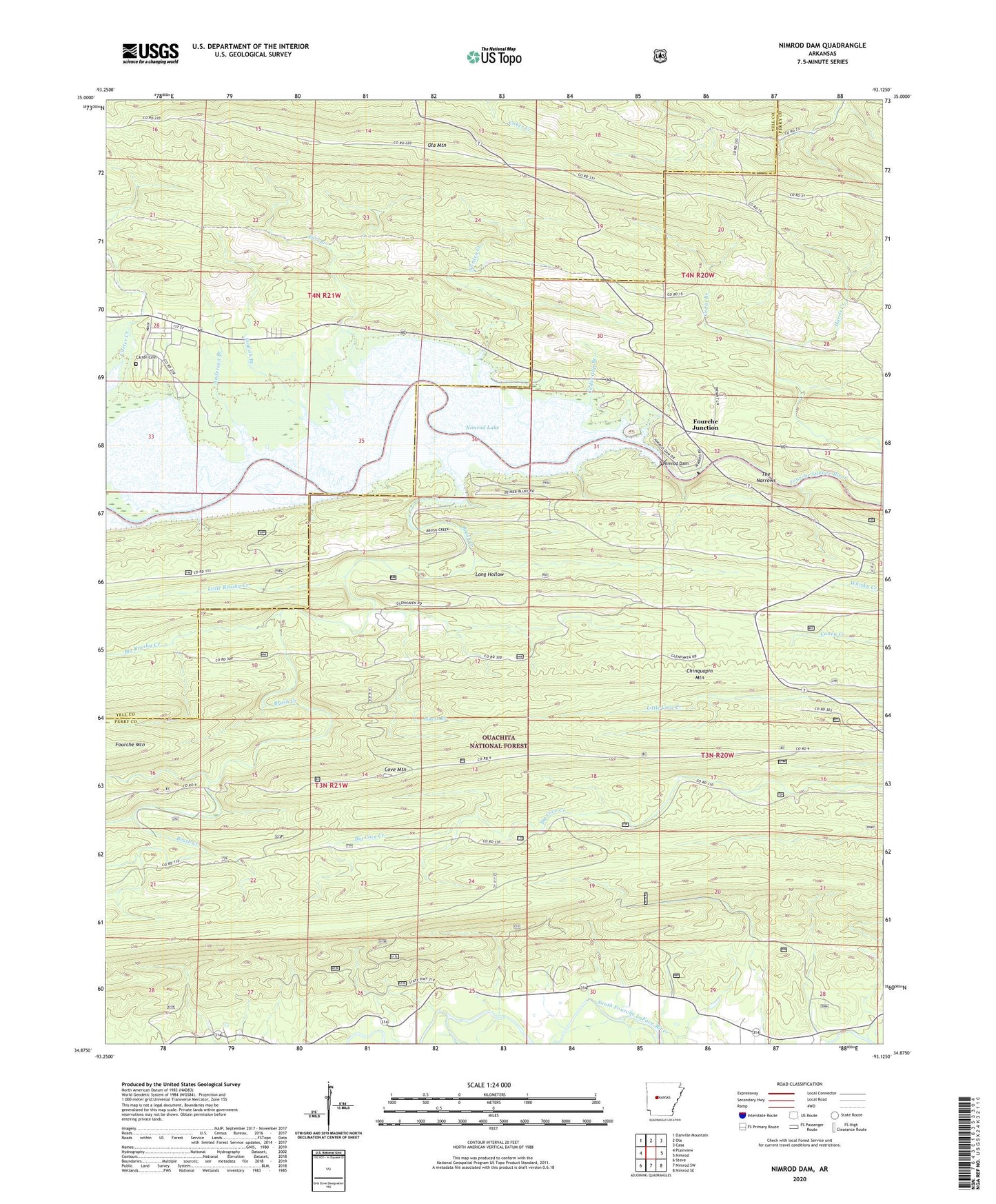 Nimrod Dam Arkansas US Topo Map Image