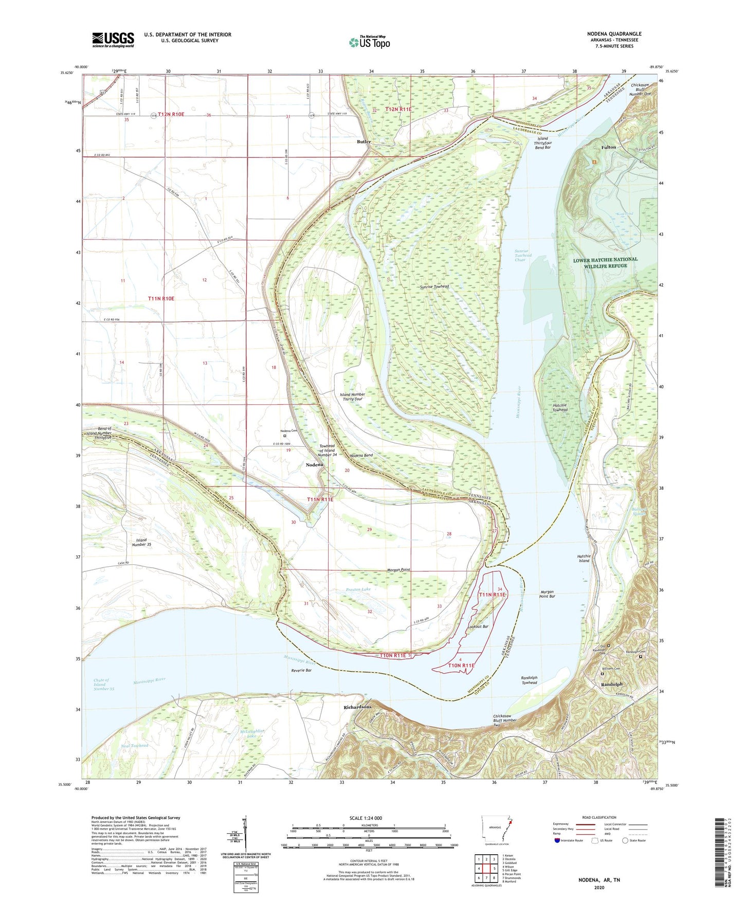 Nodena Arkansas US Topo Map Image